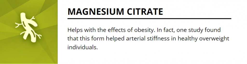 Magnesium citrate helps with effects of obesity